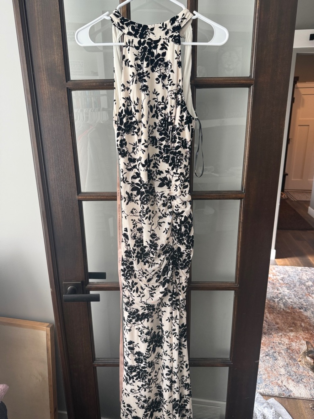 NWT Lulus Steliana White And Black Velvet Burnout Cutout Maxi Dress - Size S - Picture 4 of 8